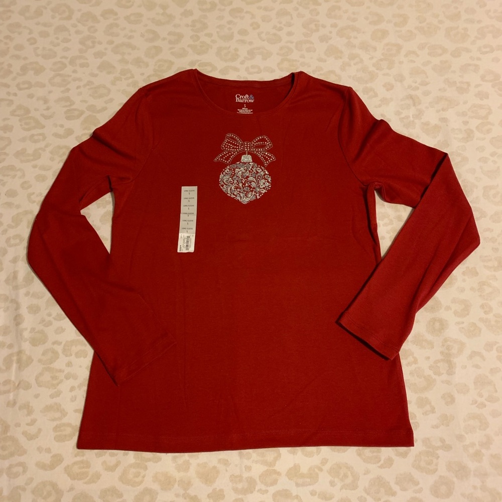 Croft & Barrow red Christmas shirt NWOT